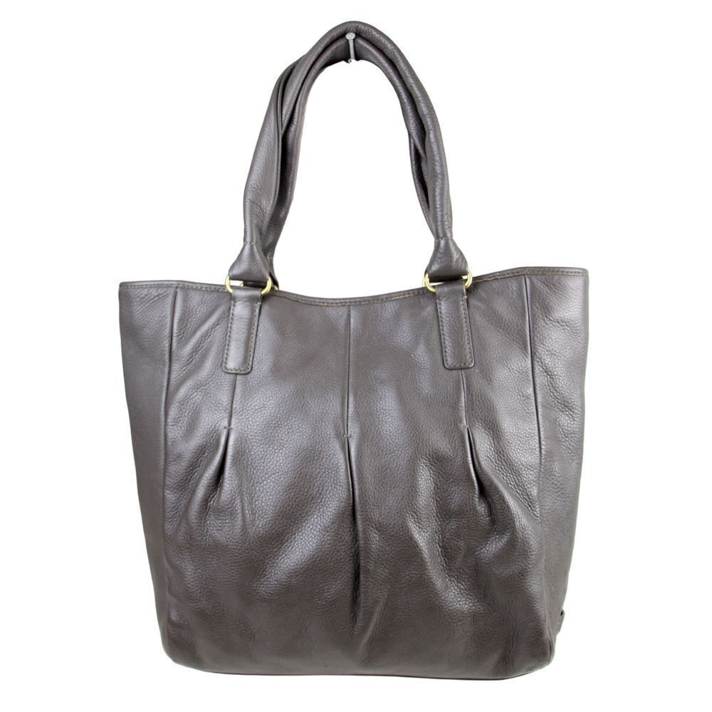 LARGE Cole Haan GRAY GENUINE LEATHER TOTE TOP HANDLES SHOULDER BAG HANDBAG PURSE